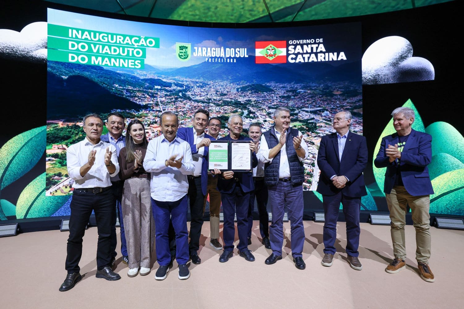 Viaduto na BR-280 é inaugurado e Estado formaliza convênio para nova ligação viária entre Jaraguá do Sul e Guaramirim